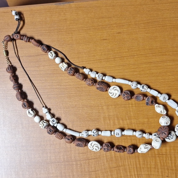 Vintage old clay necklaces handmade lot  of 2 - Picture 1 of 7
